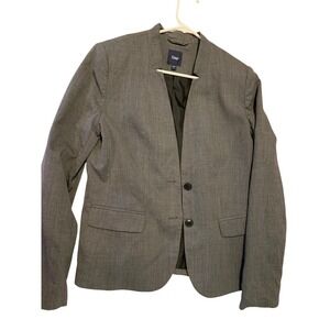 Gap Gray Two Button Blazer Jacket Fitted Career Business Work‎ Office